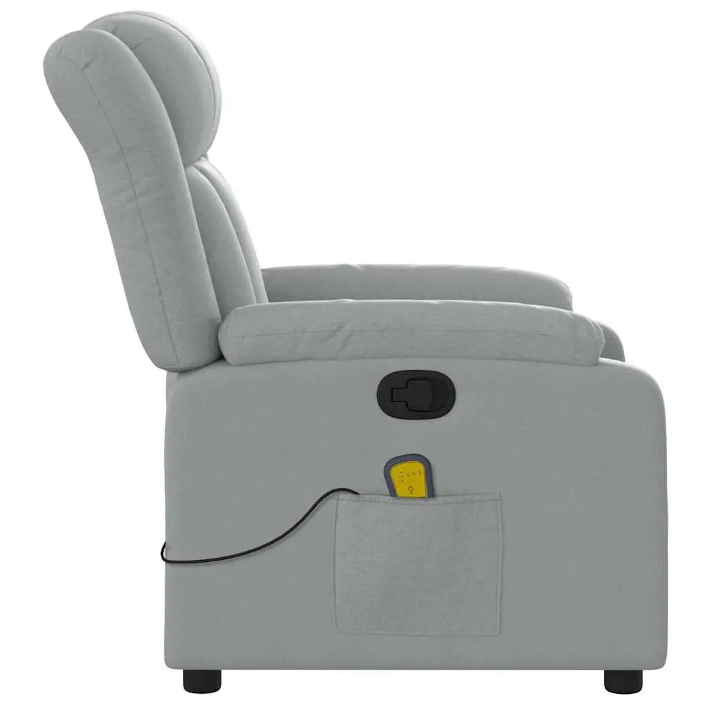 Massage Recliner Chair for Living Room Light Grey Fabric Manual Recline