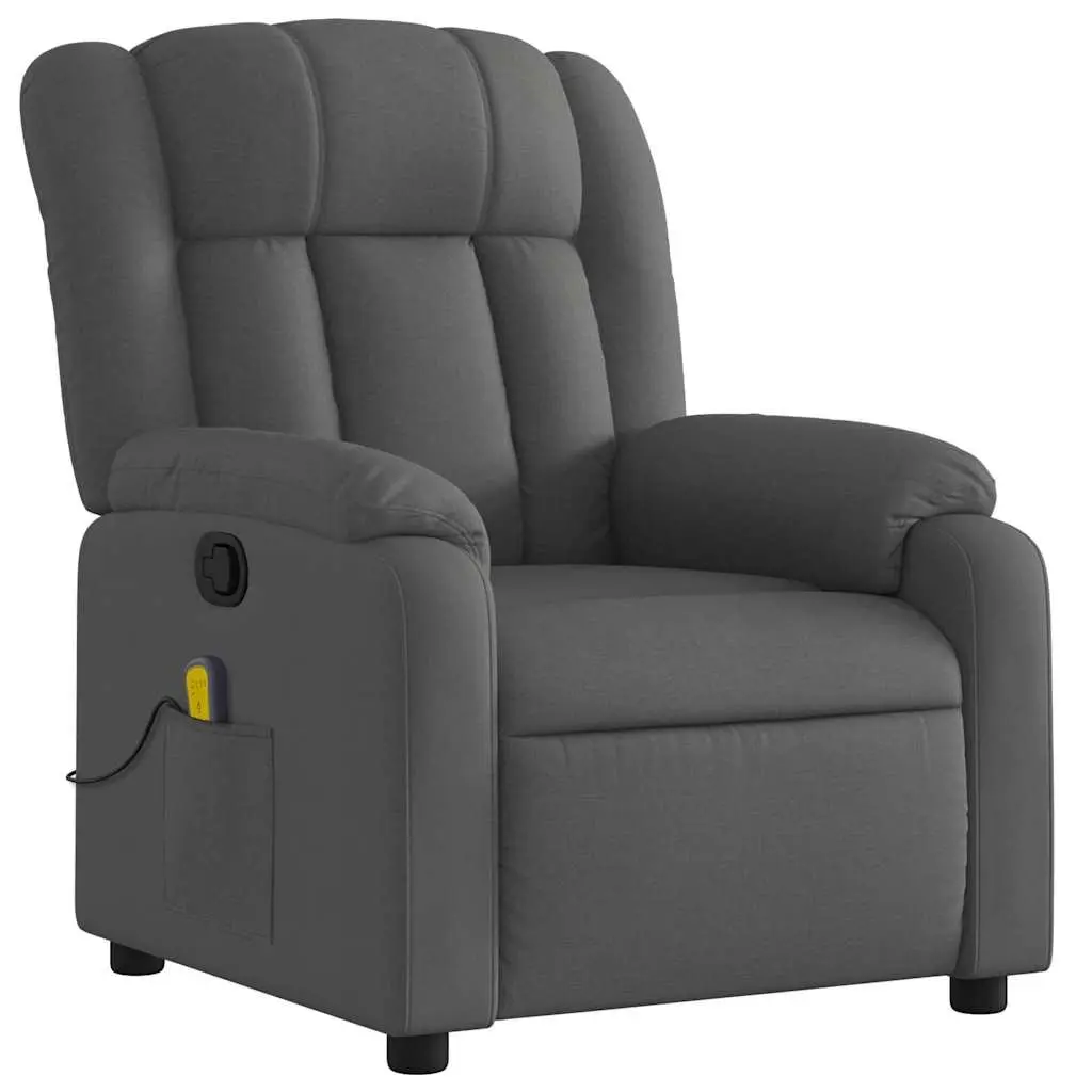Massage Recliner Chair for Living Room Grey Fabric Manual Recline 6 Vibration Points
