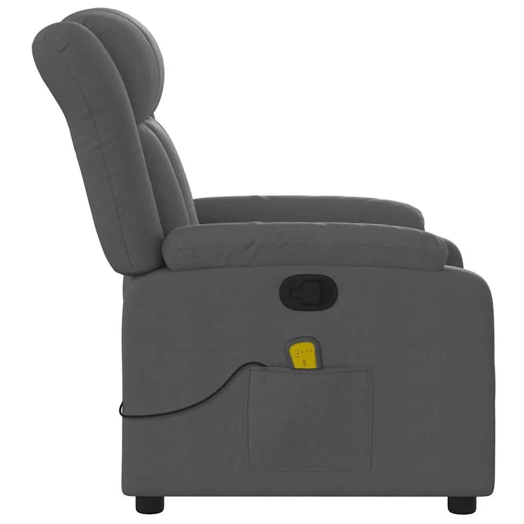 Massage Recliner Chair for Living Room Grey Fabric Manual Recline 6 Vibration Points
