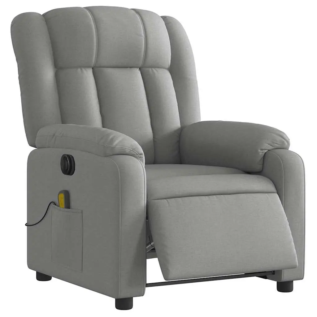 Electric Massage Recliner Chair Grey Fabric Armchair Adjustable Footrest