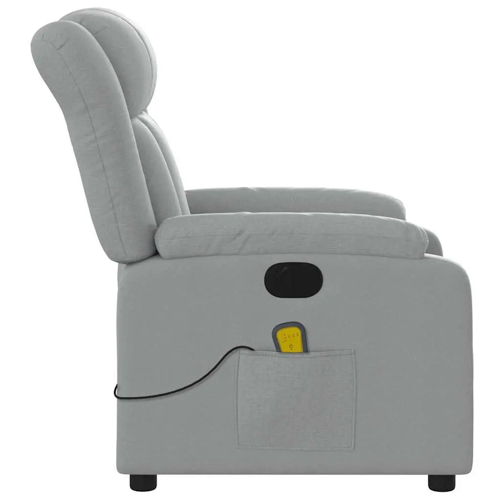Electric Massage Recliner Chair Grey Fabric Armchair Adjustable Footrest