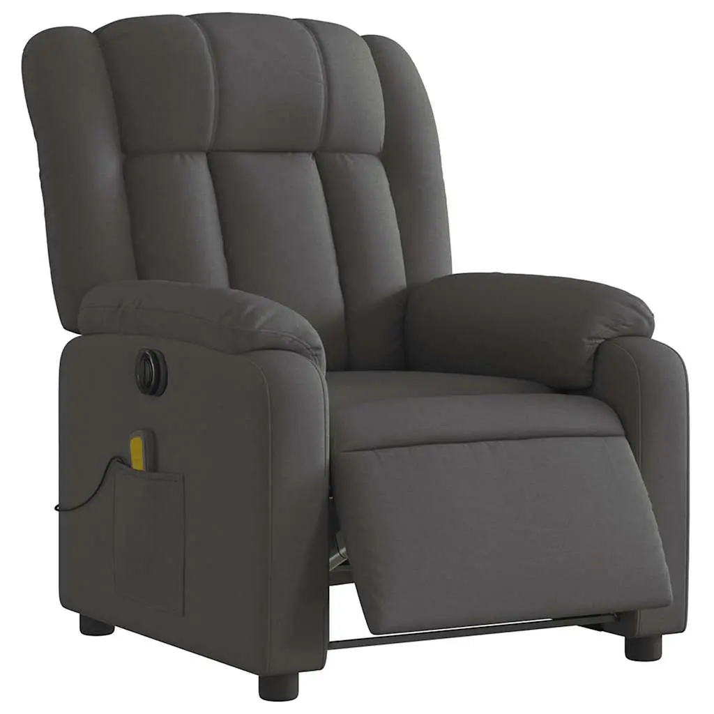 Electric Massage Recliner Chair for Living Room Grey Fabric 135 Degrees