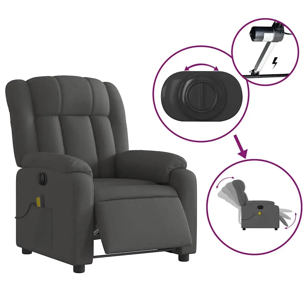 Electric Massage Recliner Chair for Living Room Grey Fabric 135 Degrees