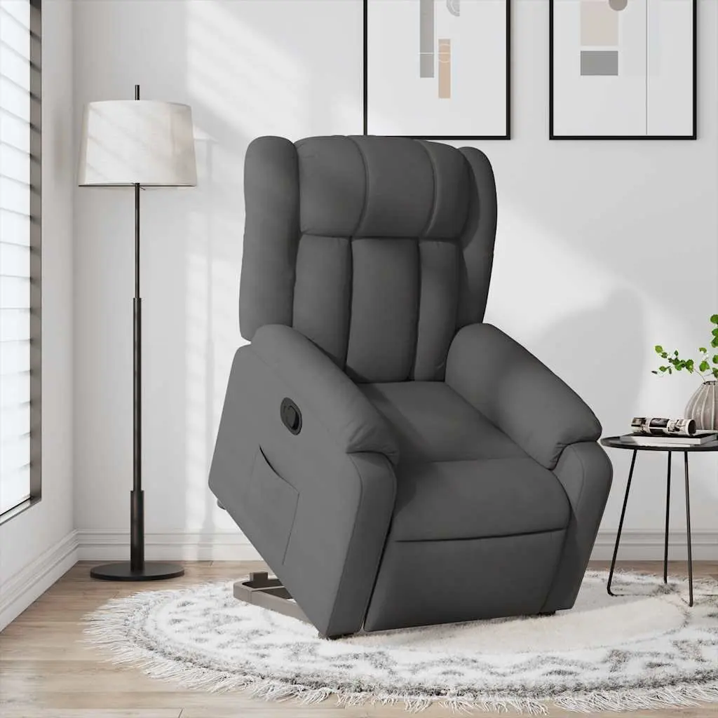 Stand Up Recliner Chair for Elderly Dark Grey Fabric