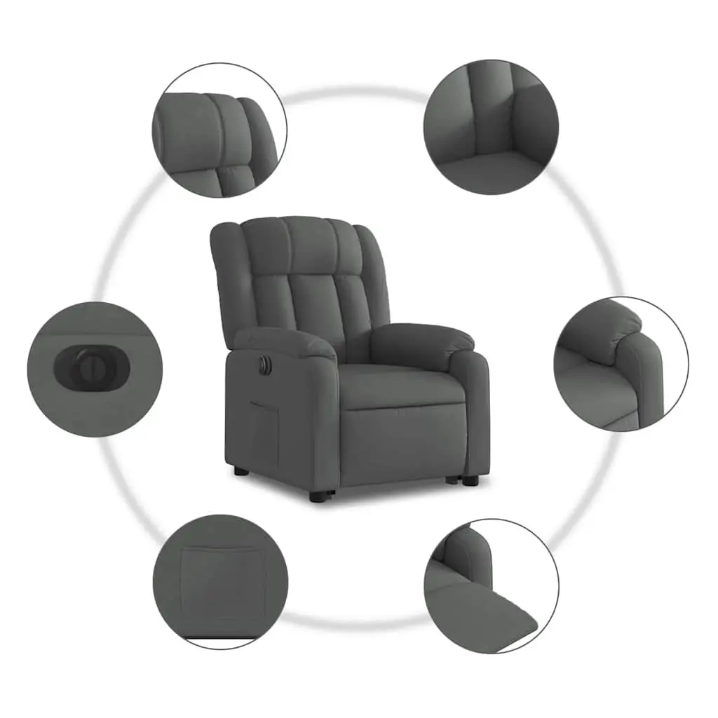 Electric Stand Up Recliner Chair for Elderly Grey Fabric