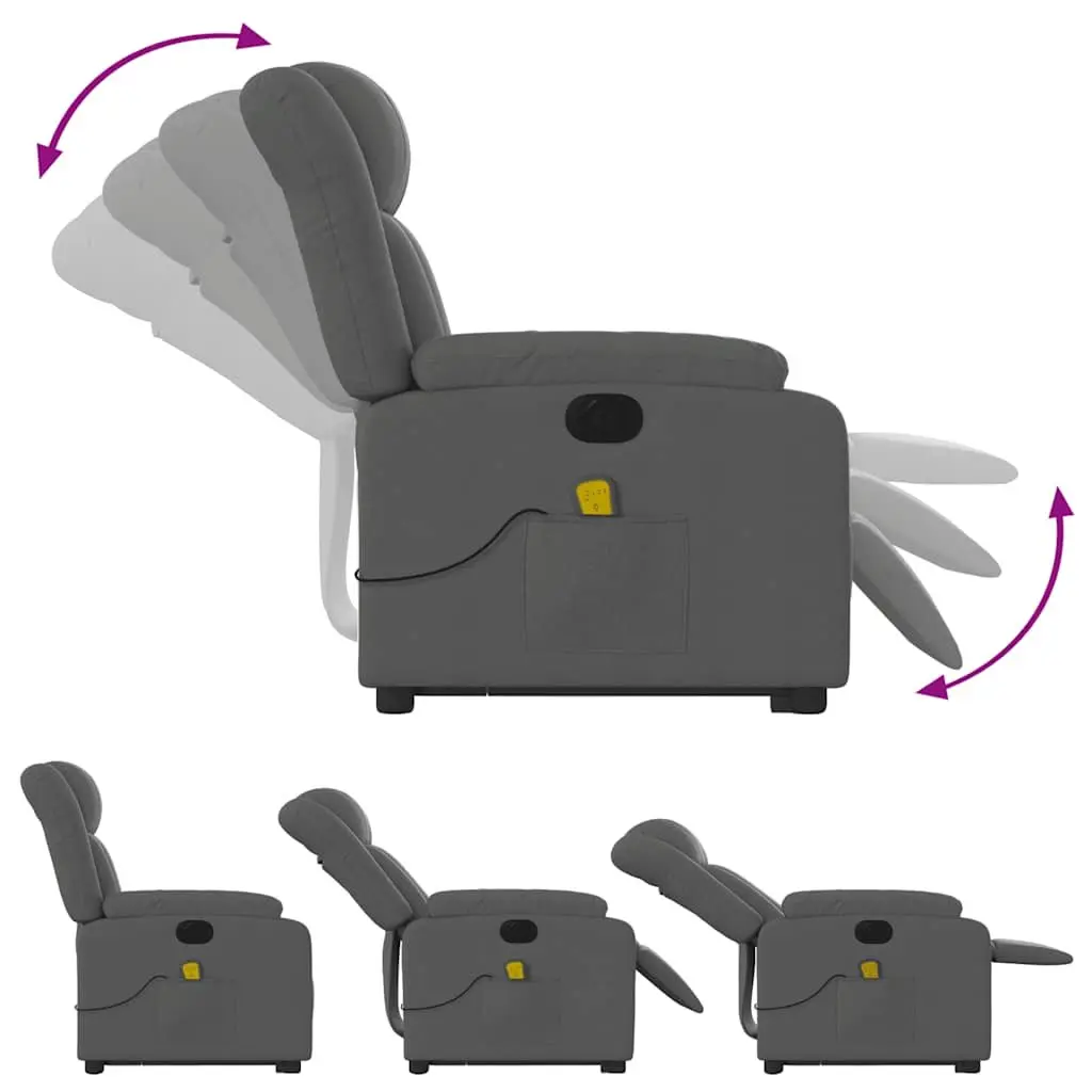 Electric Massage Recliner Chair for Living Room Grey Fabric