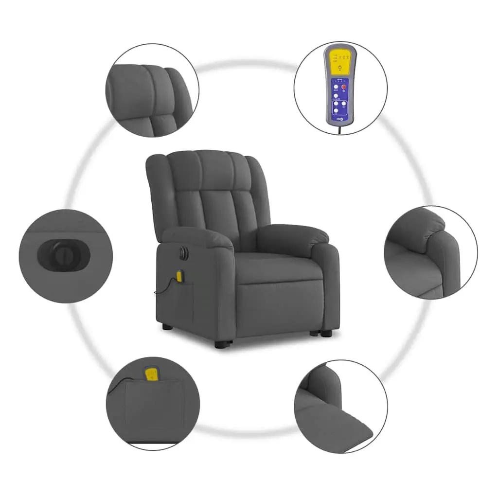 Electric Massage Recliner Chair for Living Room Grey Fabric