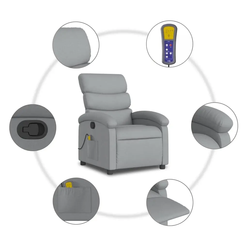 Grey Fabric Massage Recliner Chair
