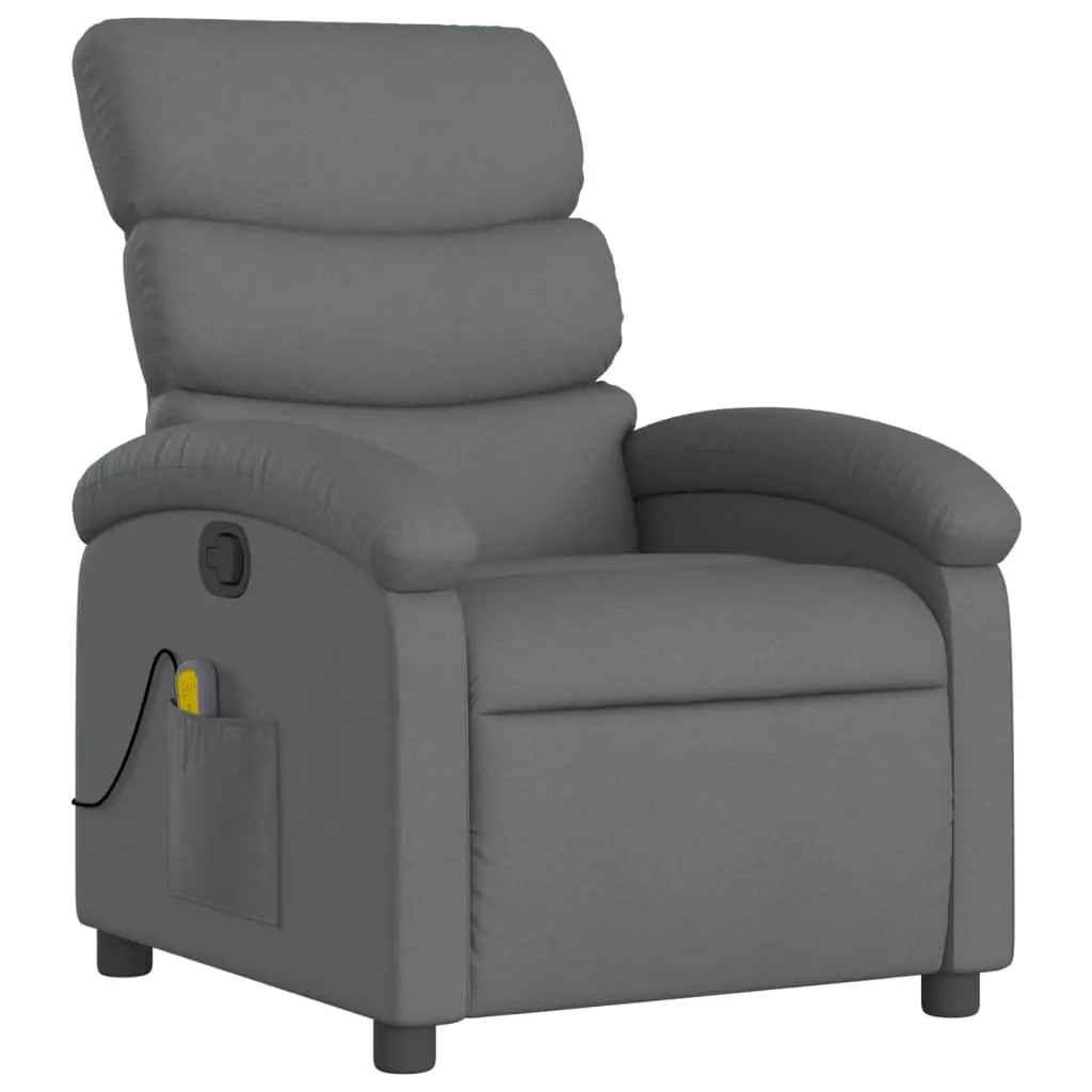 Massage Recliner Chair for Living Room Grey Fabric Manual Recline Vibration