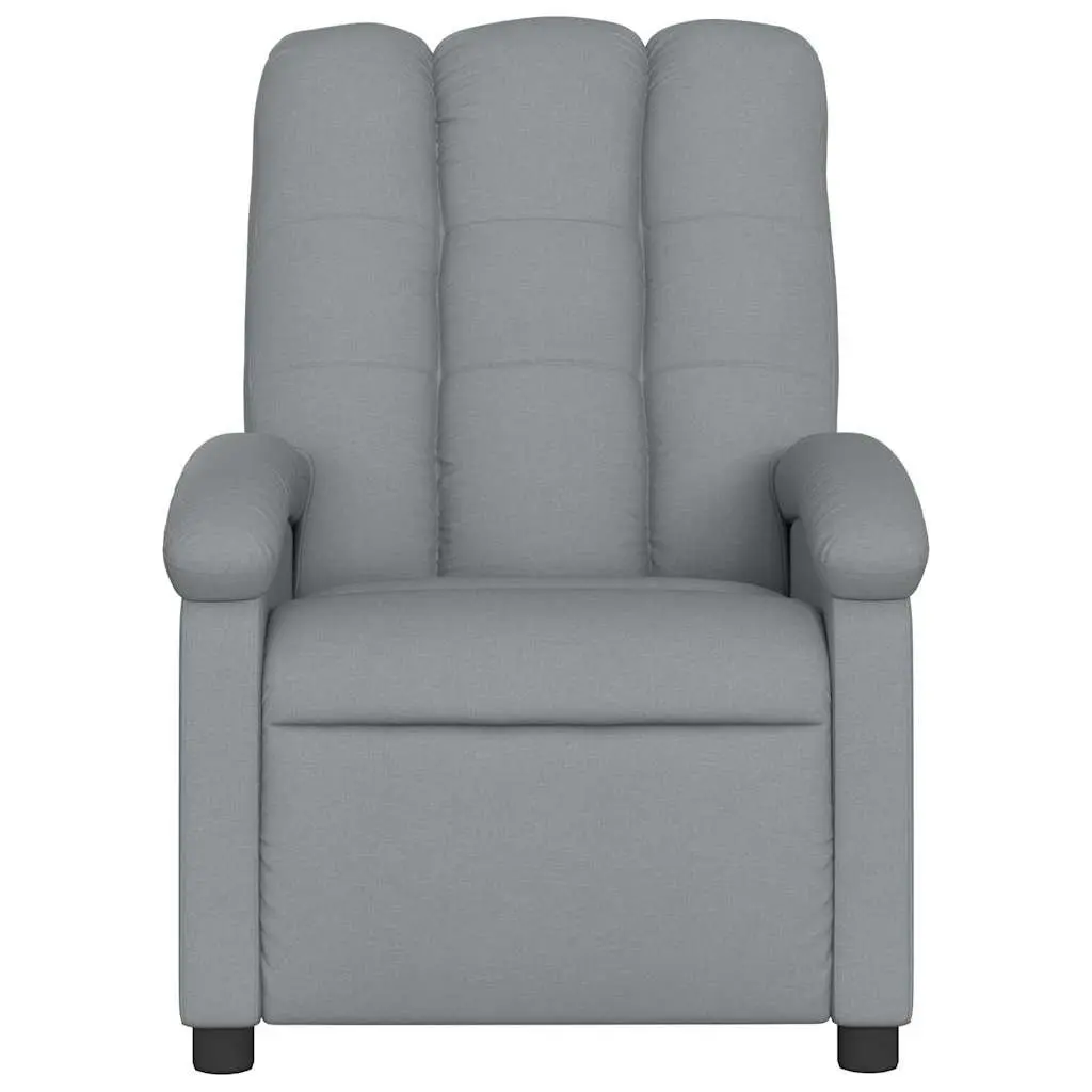 Massage Recliner Chair for Living Room Grey Fabric Manual Recline 135 Degree