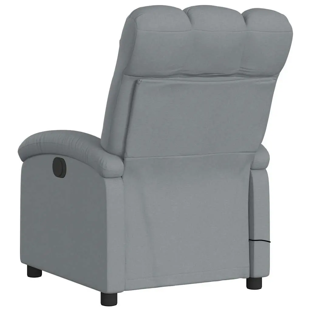 Massage Recliner Chair for Living Room Grey Fabric Manual Recline 135 Degree