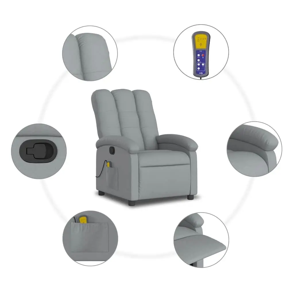 Massage Recliner Chair for Living Room Grey Fabric Manual Recline 135 Degree