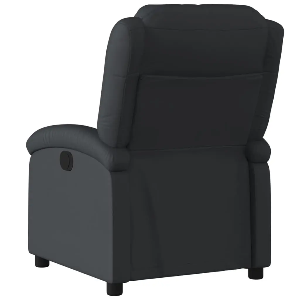 Recliner Armchair for Living Room Black Leather Manual Reclining Function Adjustable Footrest Padded