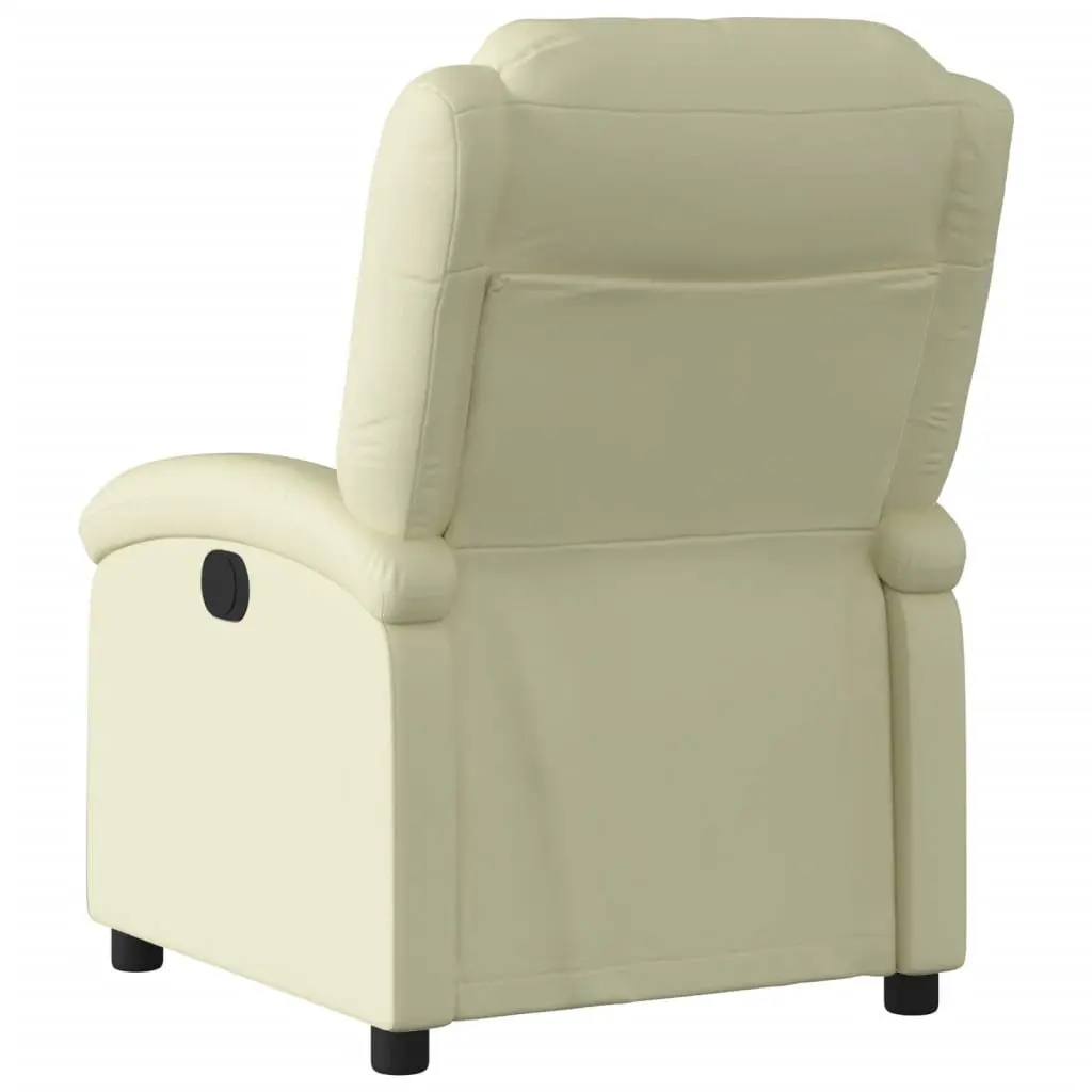 Cream Leather Manual Recliner Armchair