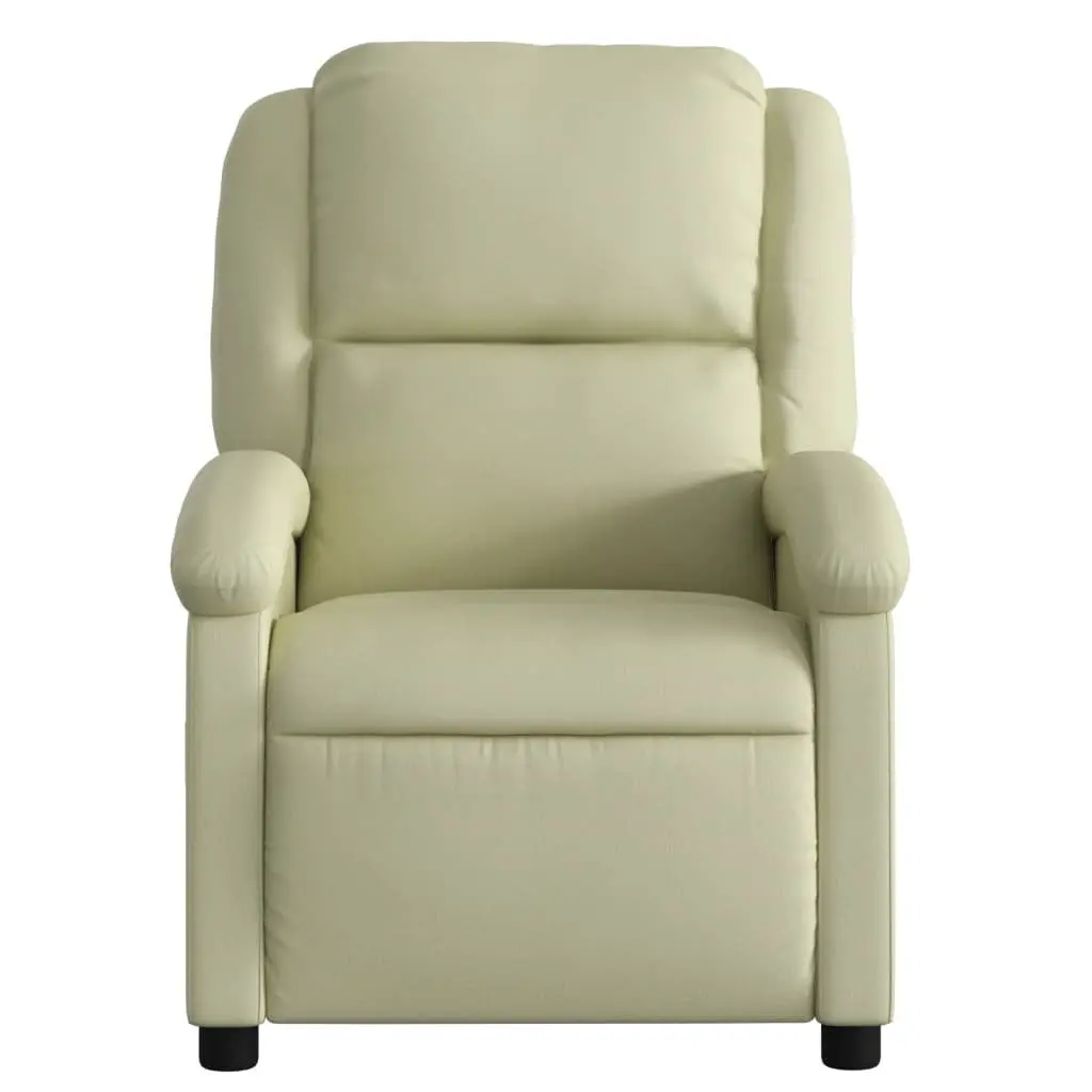 Cream Leather Manual Recliner Armchair