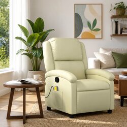 Specifications of Cream Leather Manual Recline Massage Chair