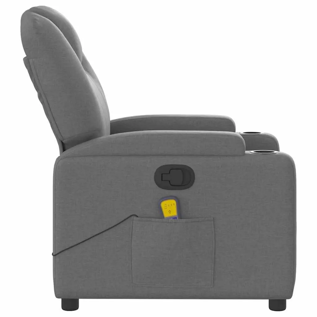 Massage Recliner Chair for Lounge Grey Fabric Manual Recline 135 Degrees