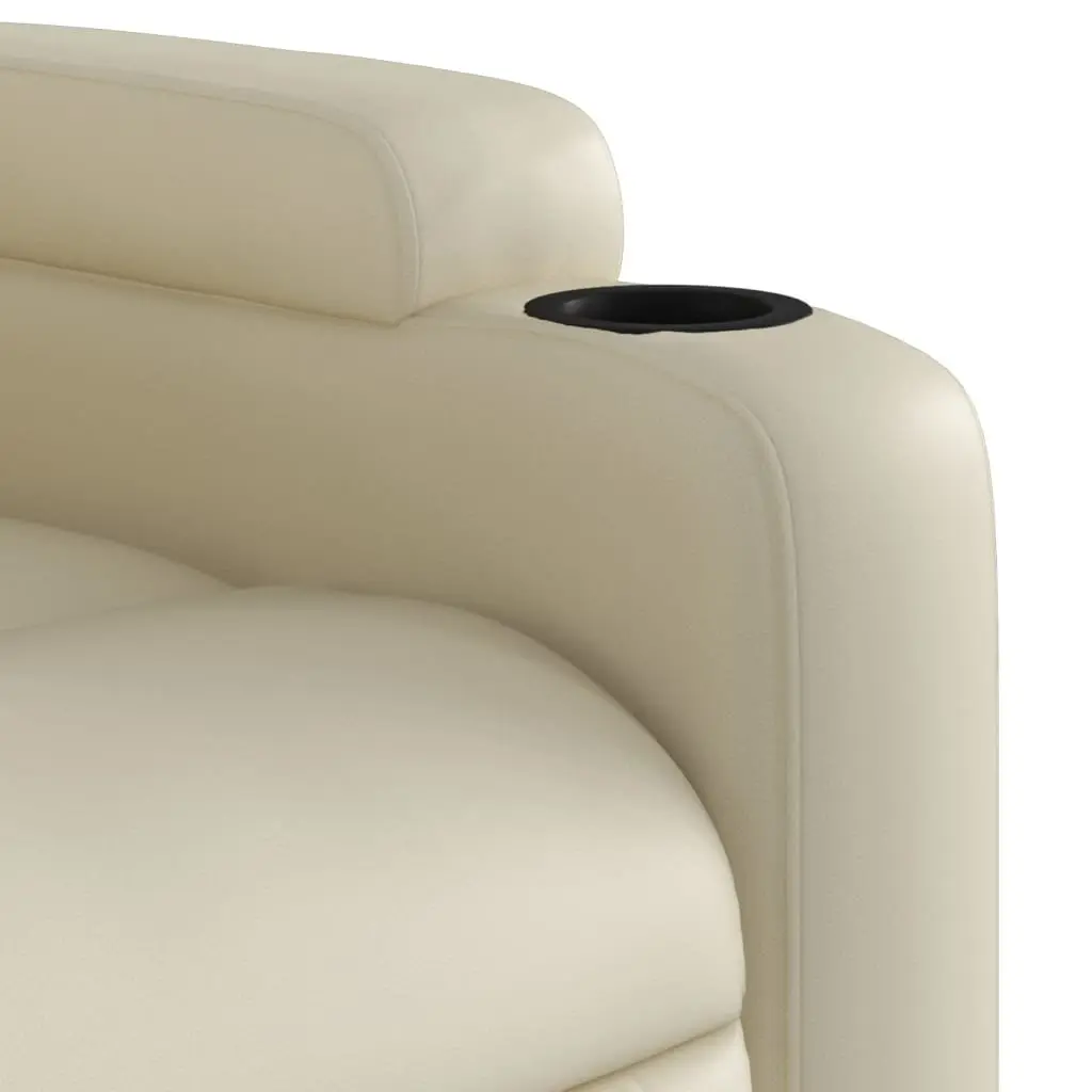 Massage Recliner Chair for Living Room Manual Recline Cream Faux Leather