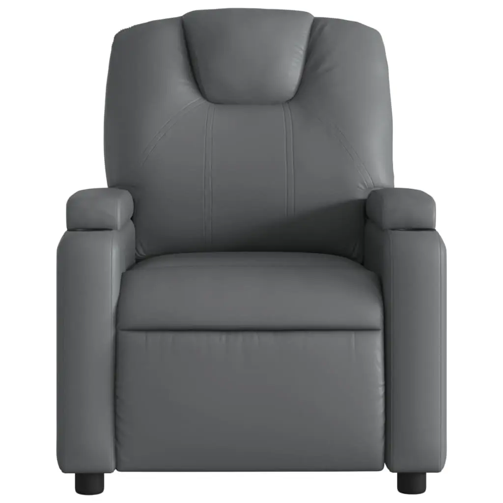 Massage Recliner Chair for Living Room Grey Faux Leather Manual Recline Vibration