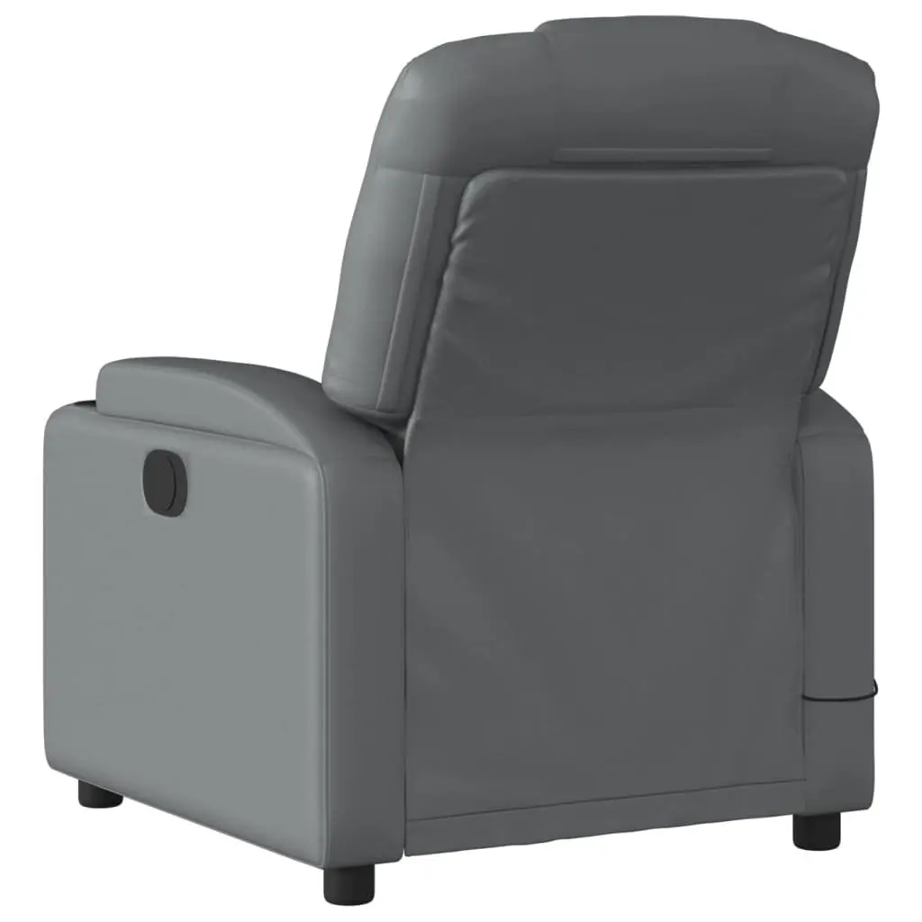 Massage Recliner Chair for Living Room Grey Faux Leather Manual Recline Vibration