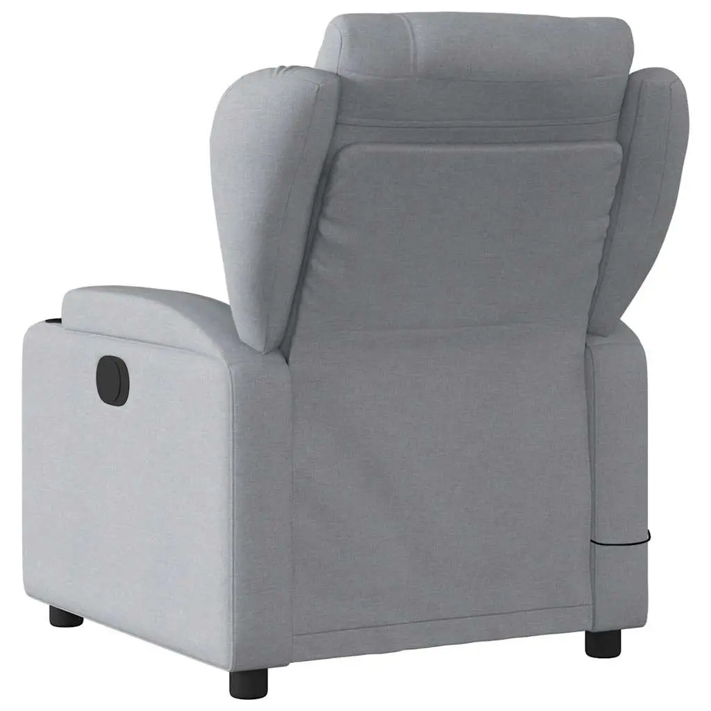 Massage Recliner Chair Living Room Light Grey Fabric Manual Recline