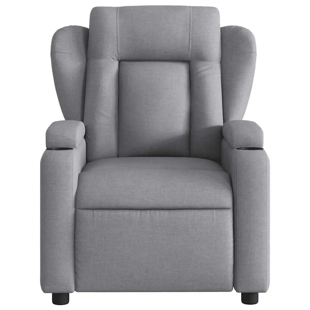 Massage Recliner Chair Living Room Light Grey Fabric Manual Recline