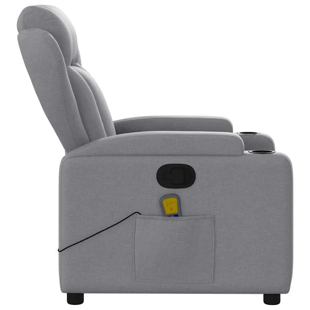 Massage Recliner Chair Living Room Light Grey Fabric Manual Recline