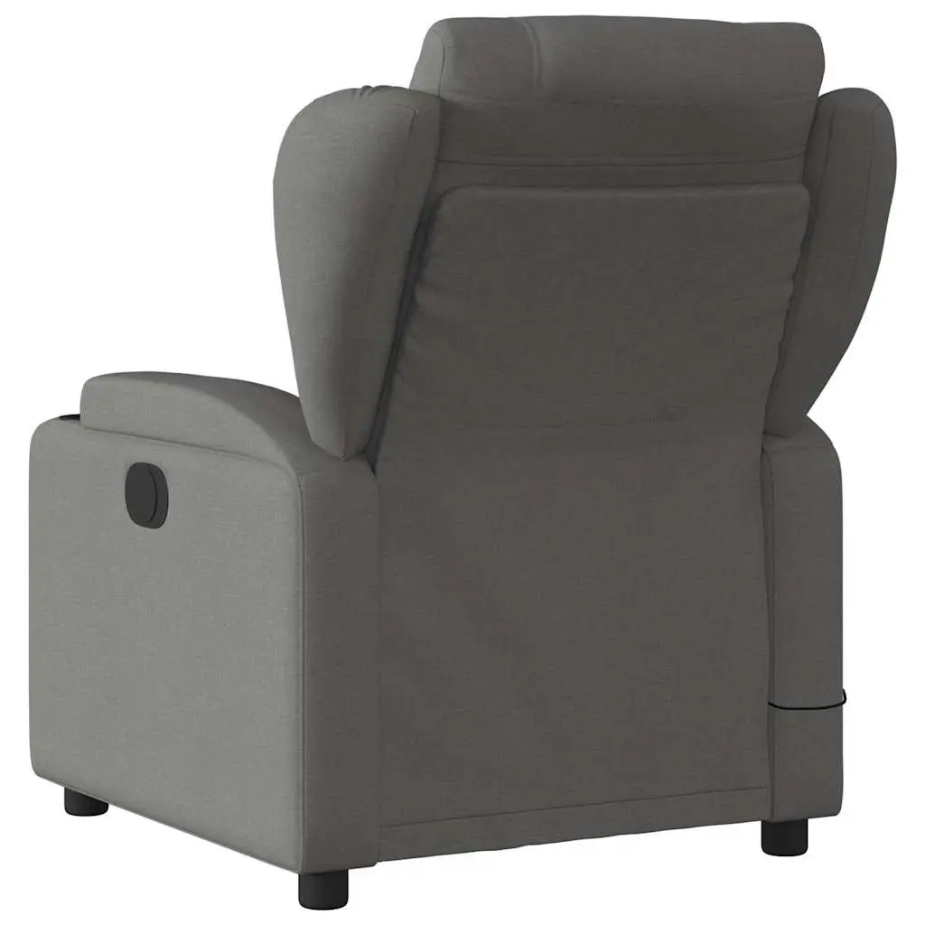 Massage Recliner Chair for Living Room Bedroom Grey Fabric Manual Reclining 135 Degrees with 6 Vibration Points