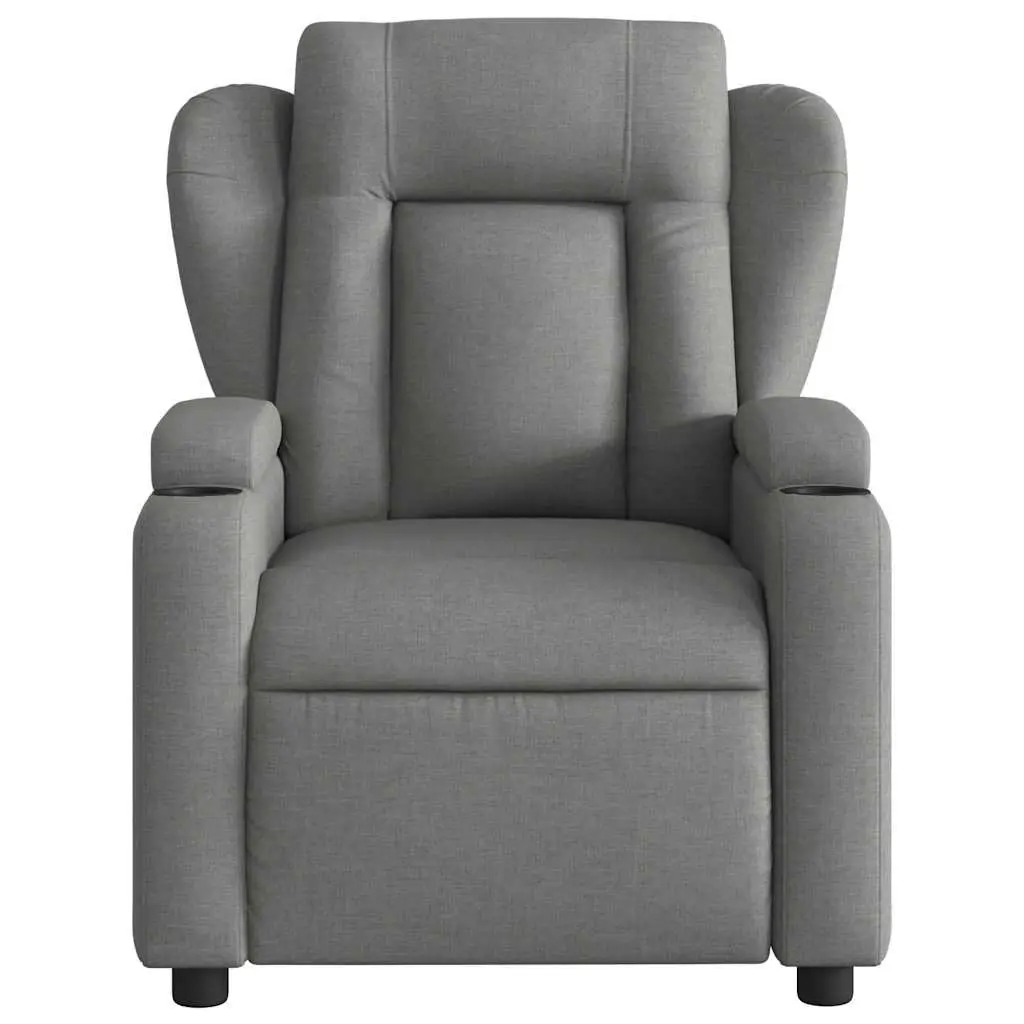 Massage Recliner Chair for Living Room Bedroom Grey Fabric Manual Reclining 135 Degrees with 6 Vibration Points