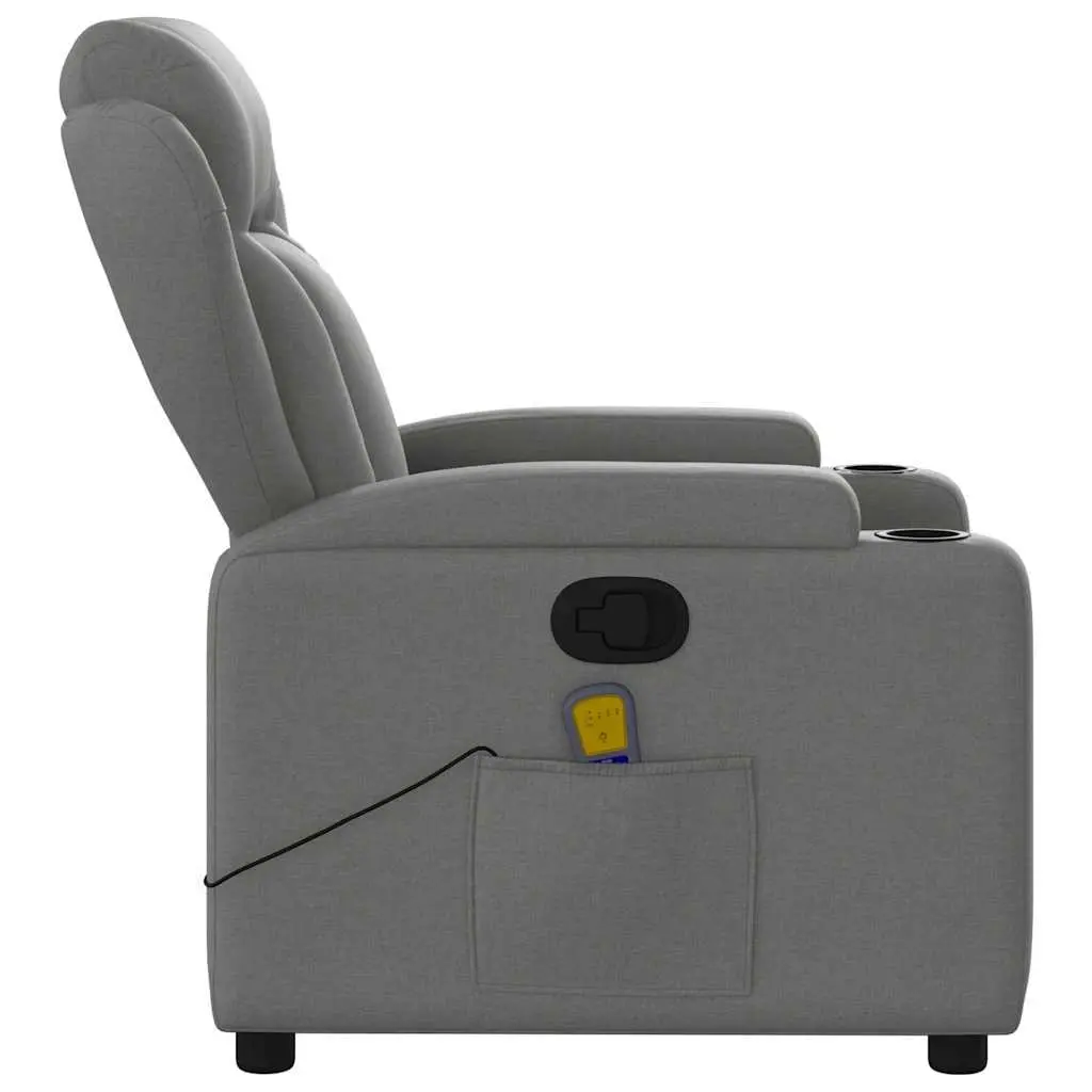Massage Recliner Chair for Living Room Bedroom Grey Fabric Manual Reclining 135 Degrees with 6 Vibration Points