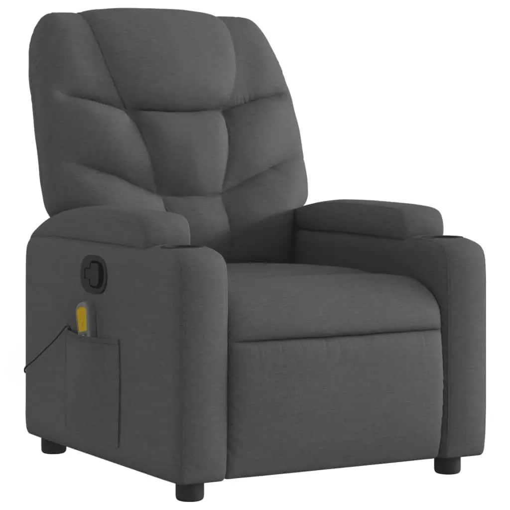 Massage Recliner Chair for Living Room Grey Fabric Manual Reclining 135 Degrees