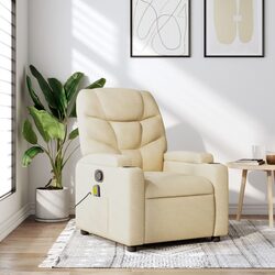 Massage Recliner Chair Specifications: Cream Fabric, Manual Function