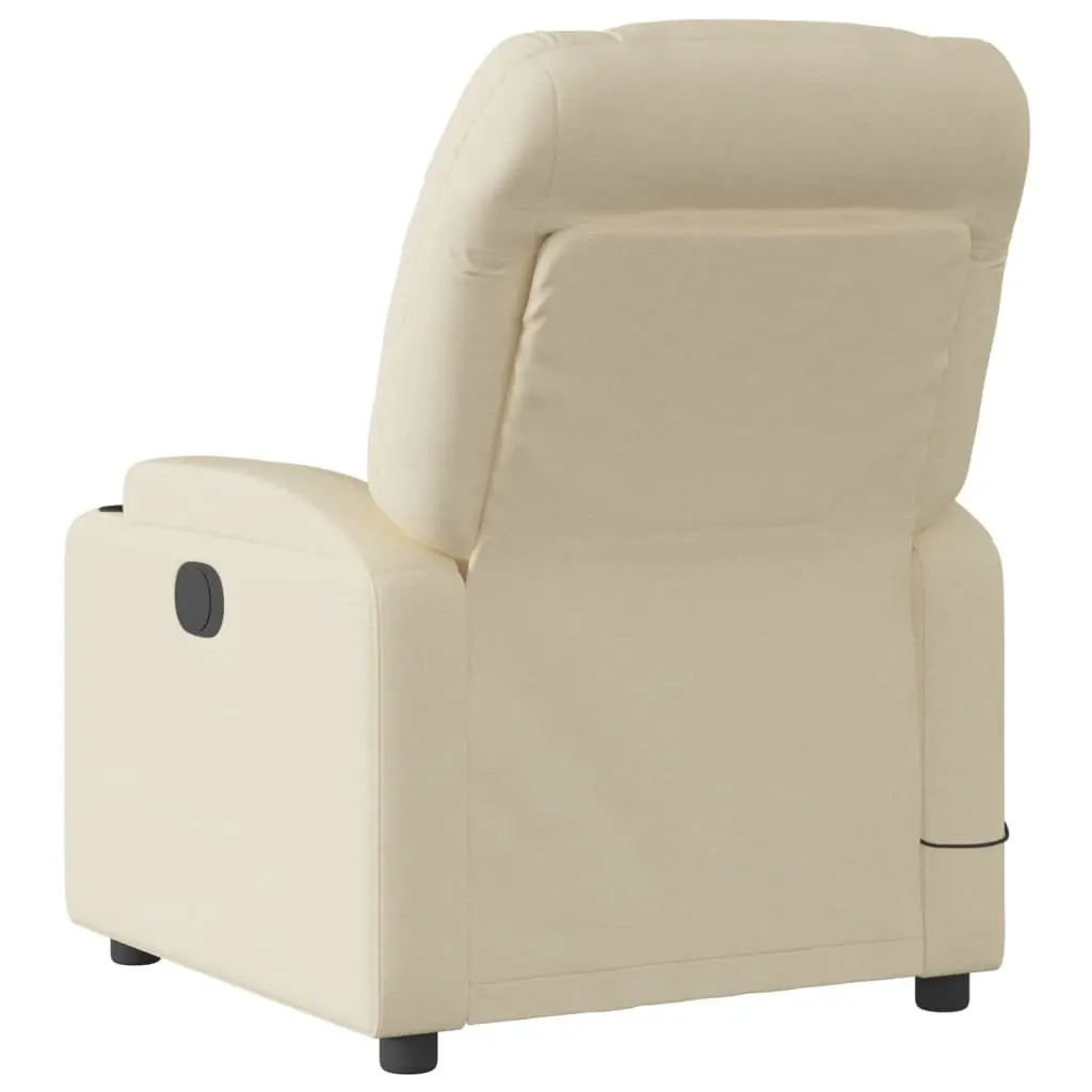 Massage Recliner Chair Cream Fabric Manual Recline Vibration Armchair Lounge