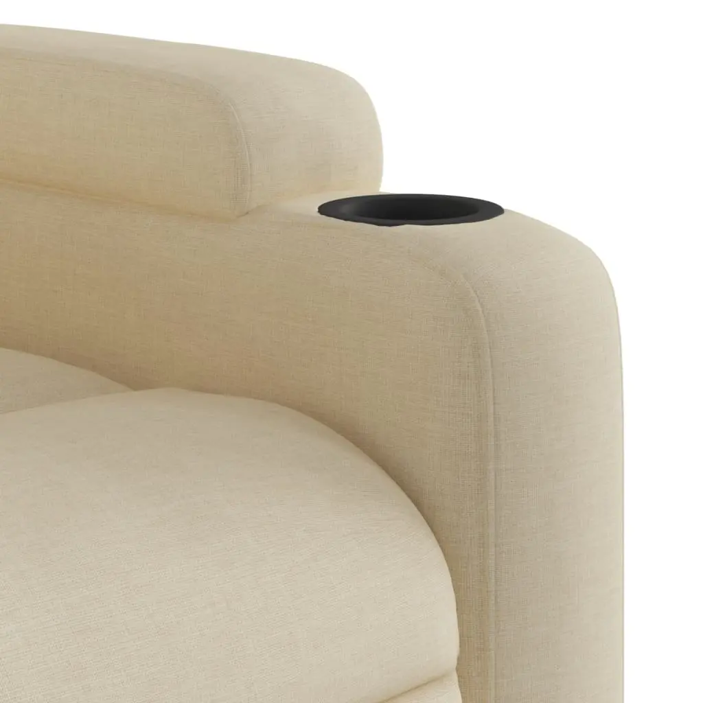 Massage Recliner Chair Cream Fabric Manual Recline Vibration Armchair Lounge