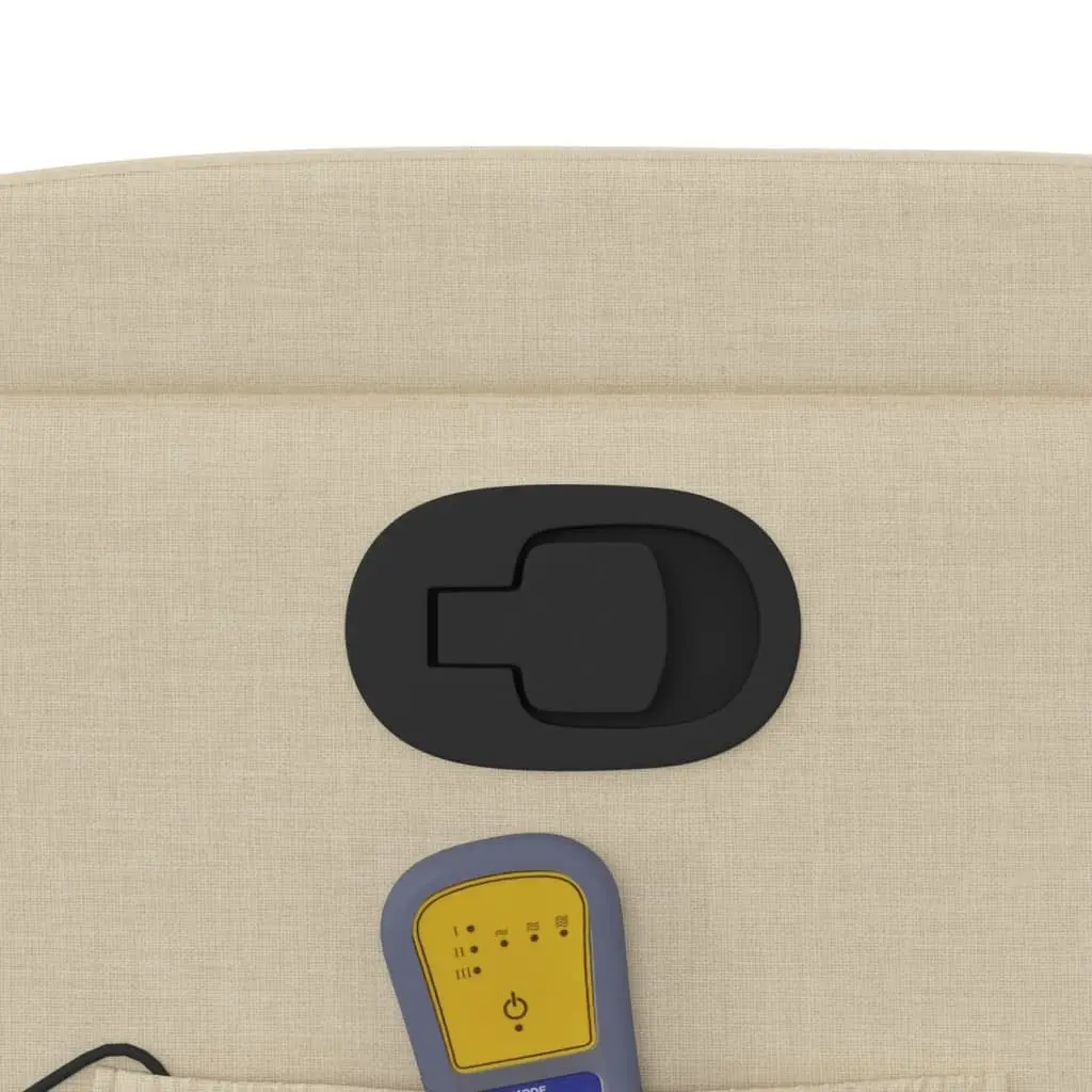 Massage Recliner Chair Cream Fabric Manual Recline Vibration Armchair Lounge