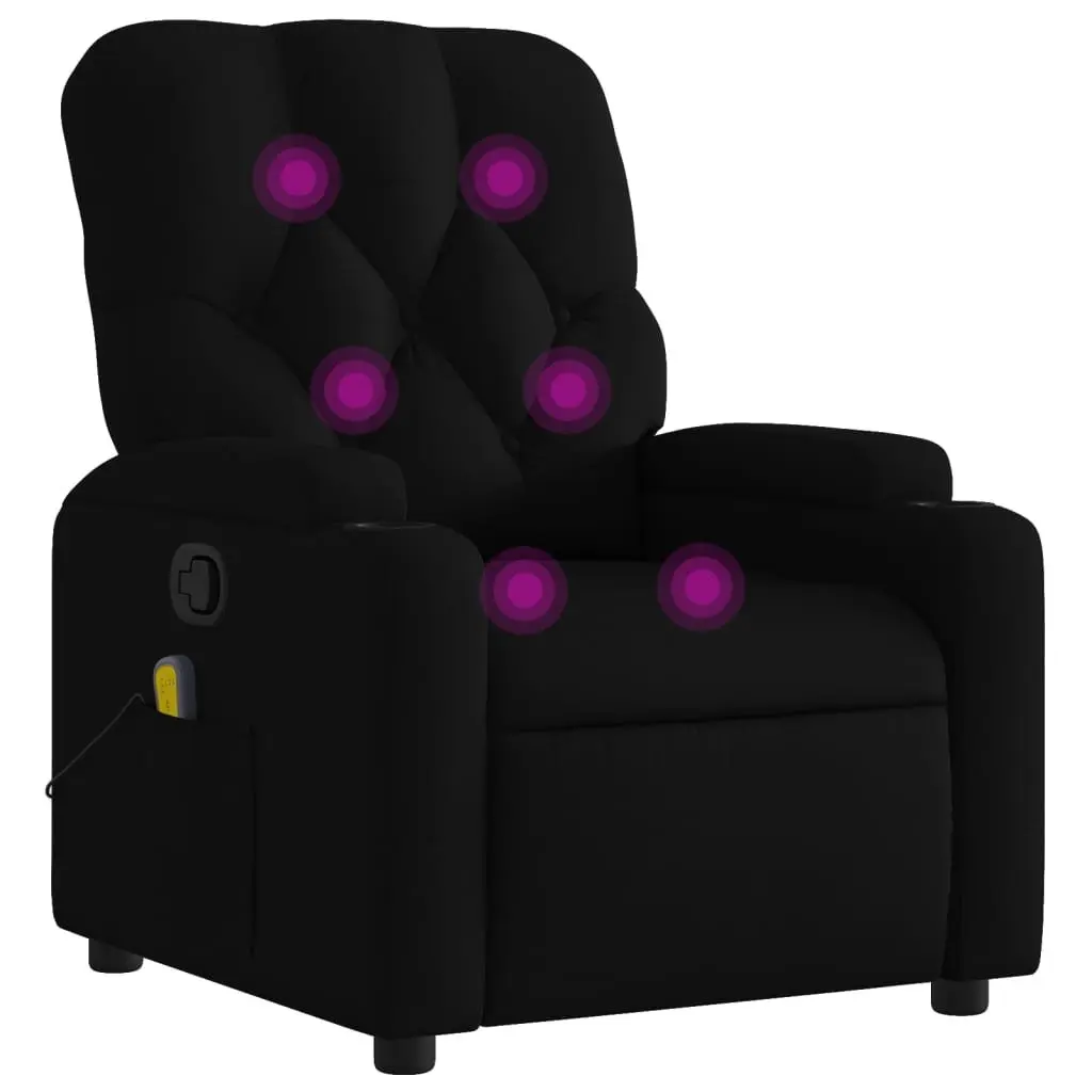Massage Recliner Chair for Living Room Black Fabric Manual Recline 135 Degree