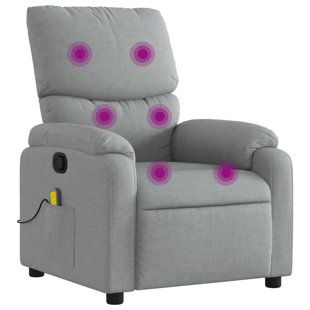 Massage Recliner Chair Living Room Grey Fabric Manual Recline 135 Degrees