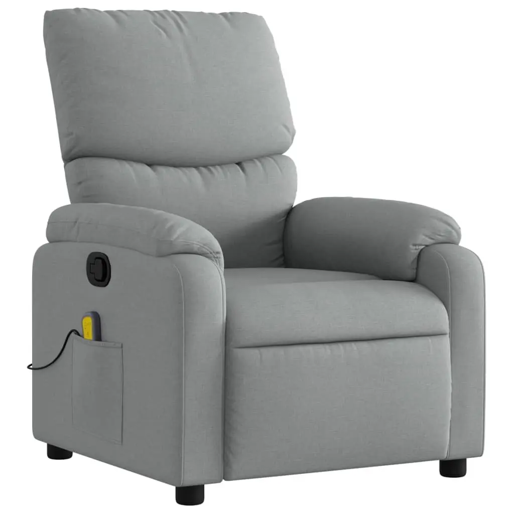 Massage Recliner Chair Living Room Grey Fabric Manual Recline 135 Degrees