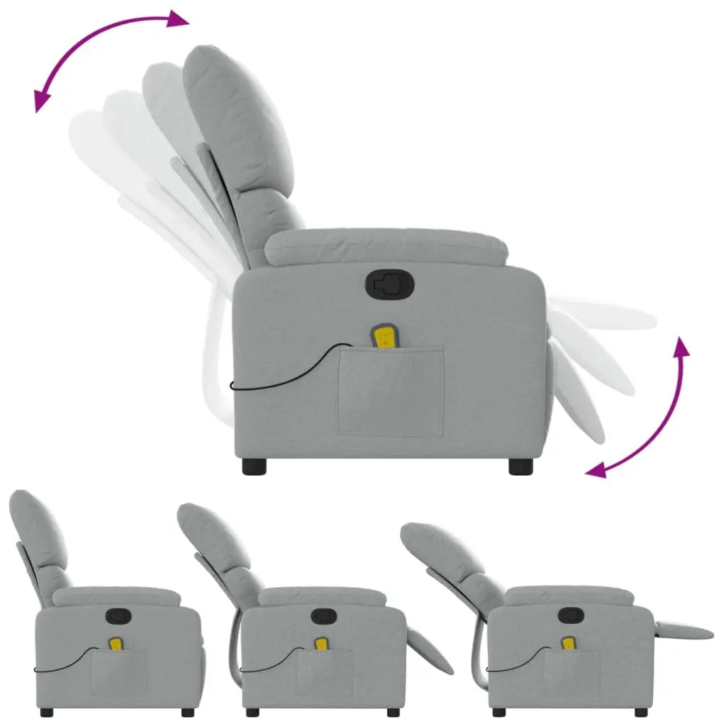 Massage Recliner Chair Living Room Grey Fabric Manual Recline 135 Degrees