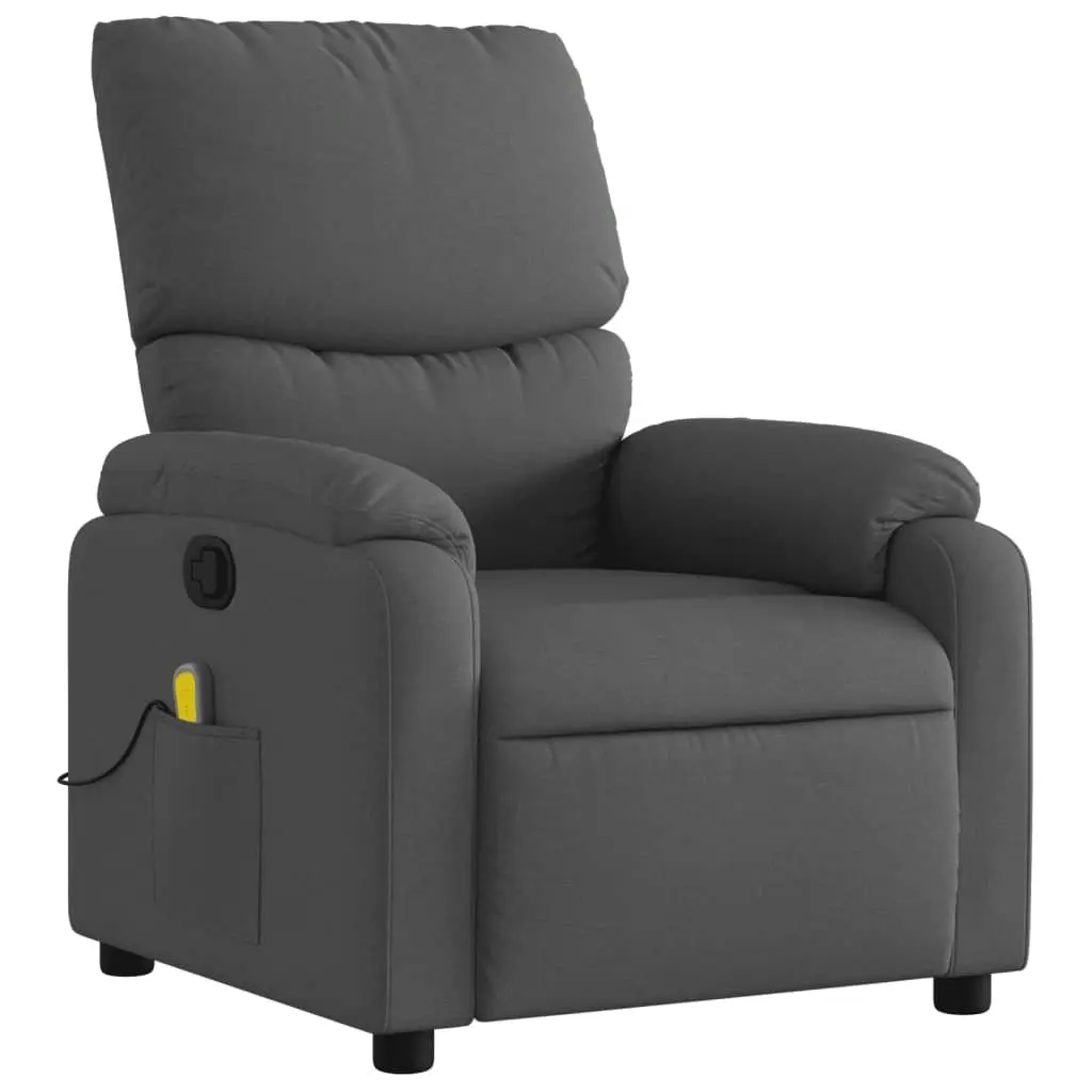 Massage Recliner Chair Living Room Grey Fabric Manual Recline Vibration Armchair