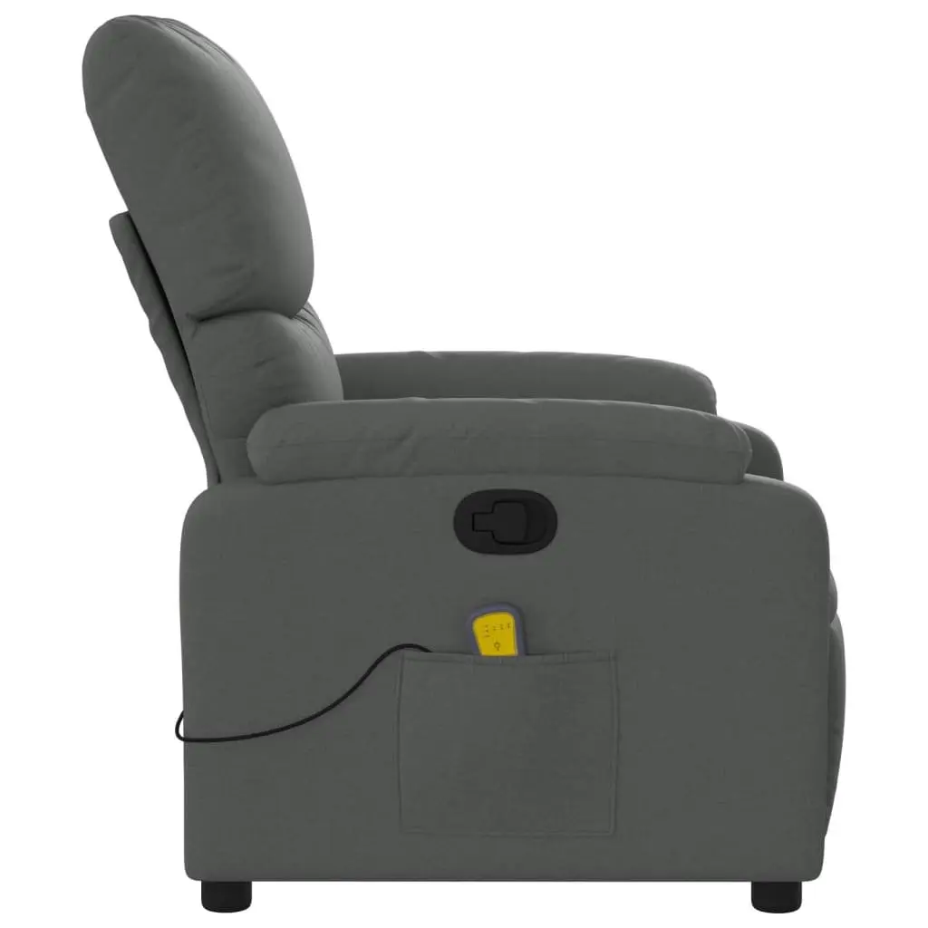 Massage Recliner Chair Living Room Grey Fabric Manual Recline Vibration Armchair
