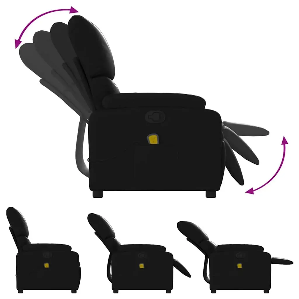 Massage Recliner Chair for Home Black Faux Leather Manual Recline 135 Degree
