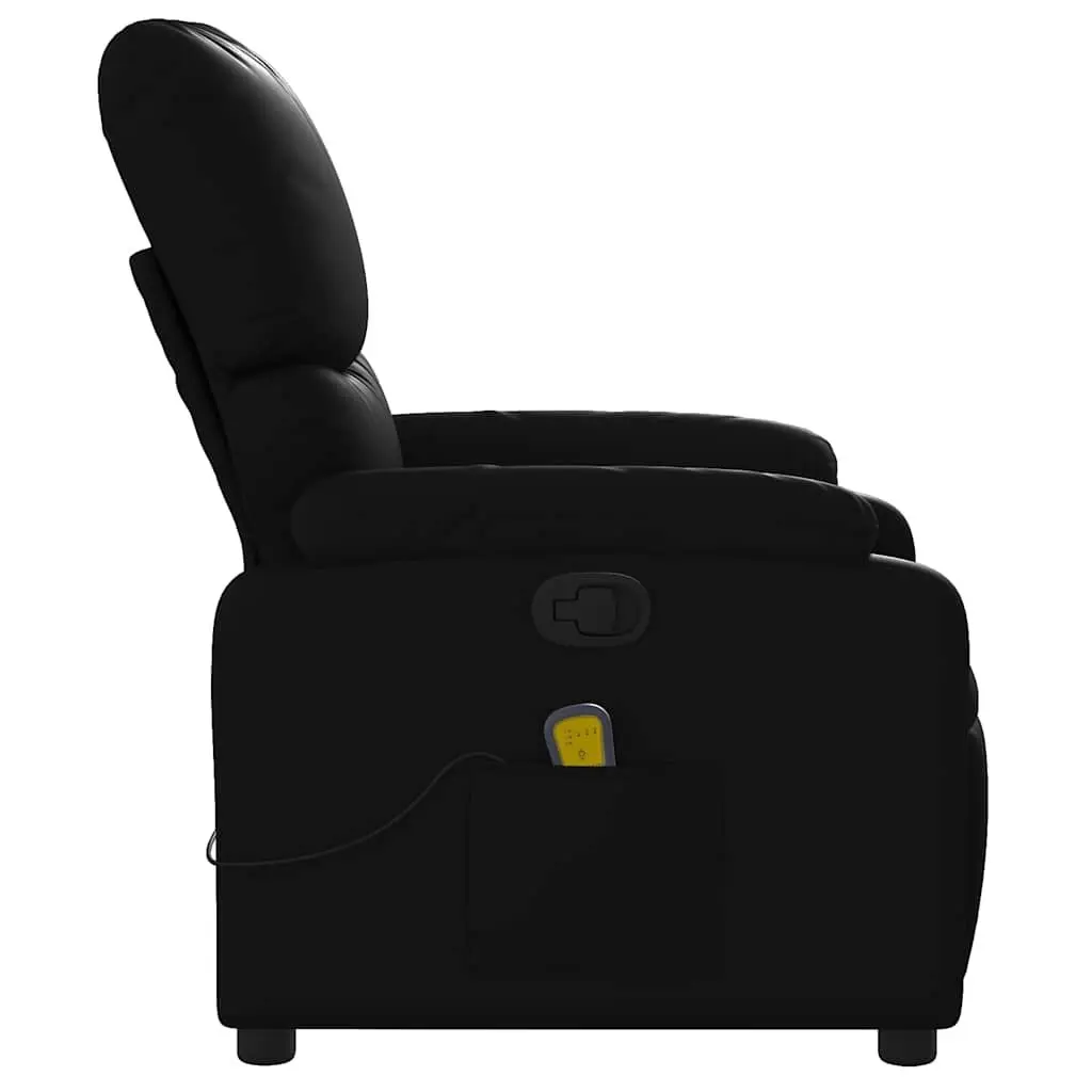 Massage Recliner Chair for Home Black Faux Leather Manual Recline 135 Degree