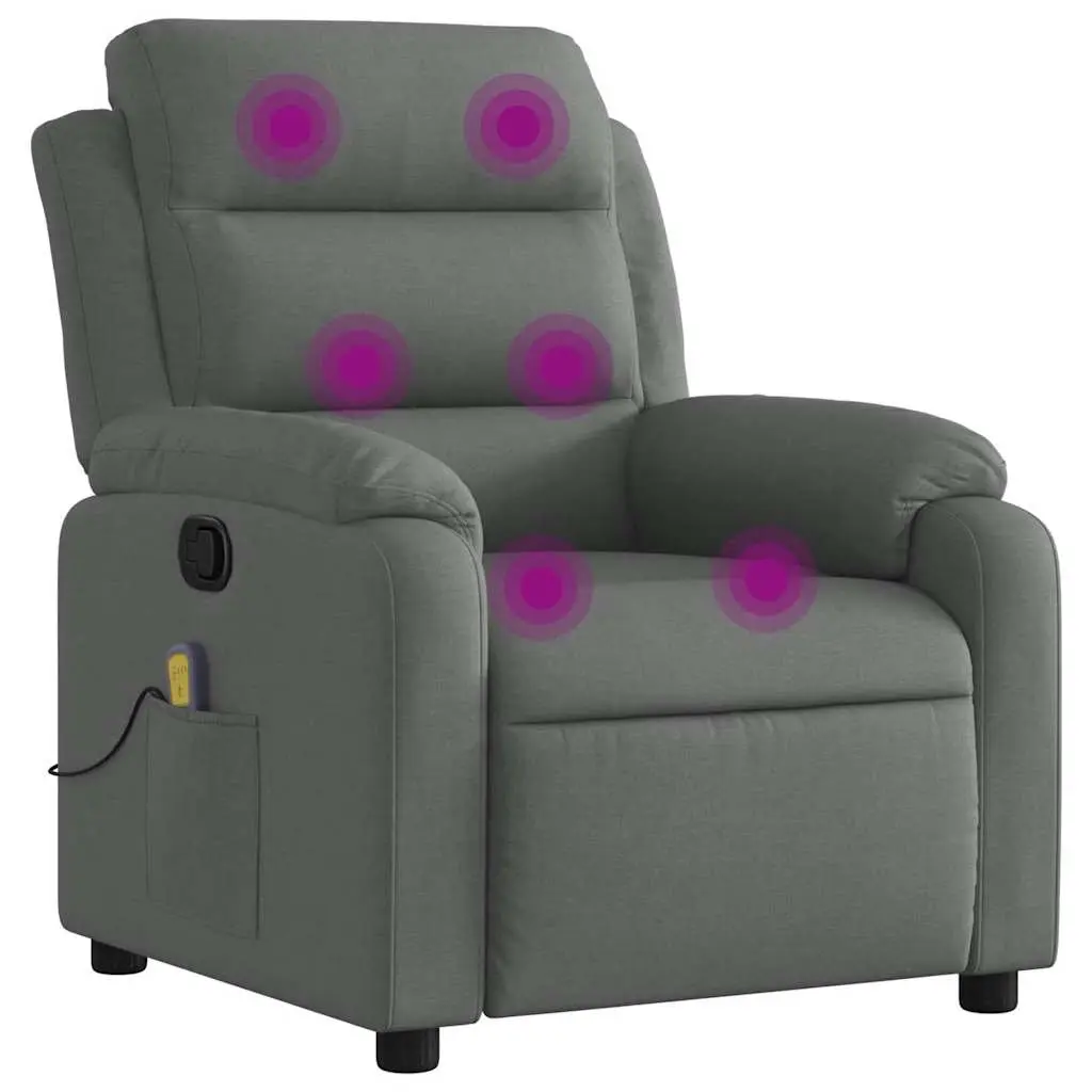 Massage Recliner Chair for Living Room Manual Recline Vibration 6 Point Grey Fabric
