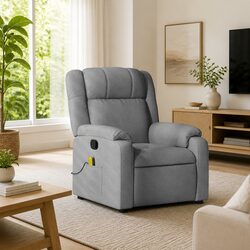 Light Grey Fabric Reclining Massage Chair with 6 Points