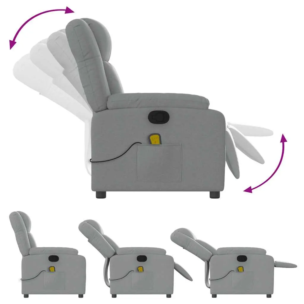 Light Grey Fabric Reclining Massage Chair with 6 Points