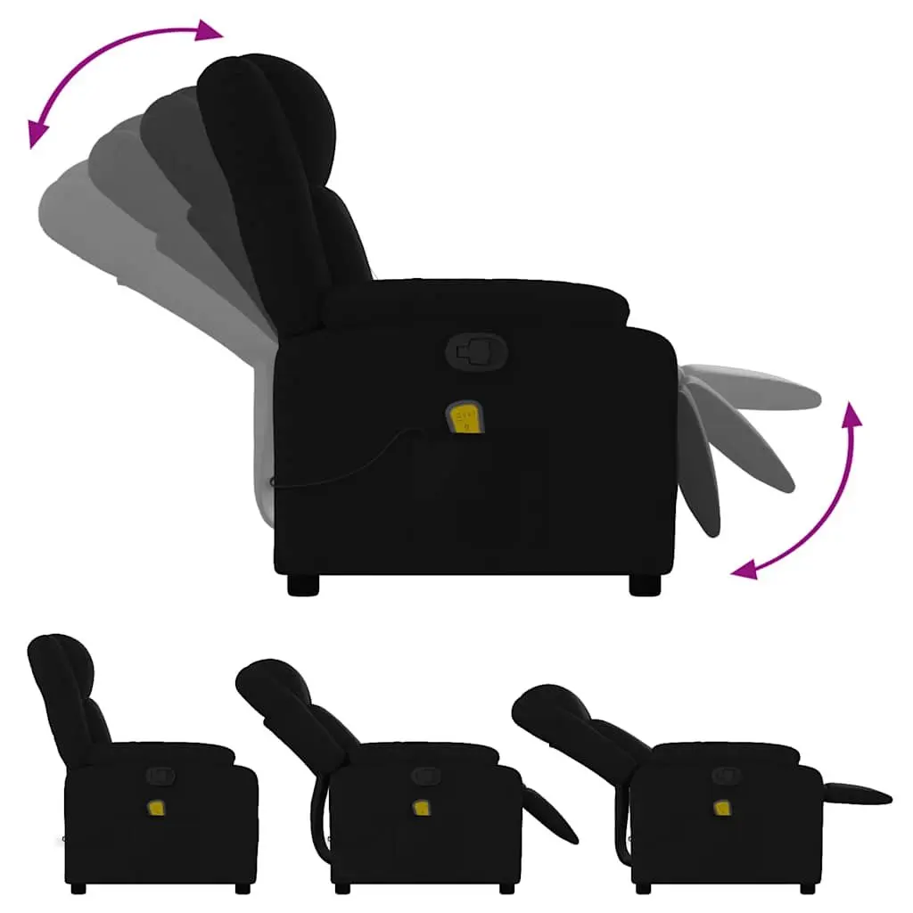 Massage Recliner Chair for Living Room Black Fabric Manual Recline 135 Degrees