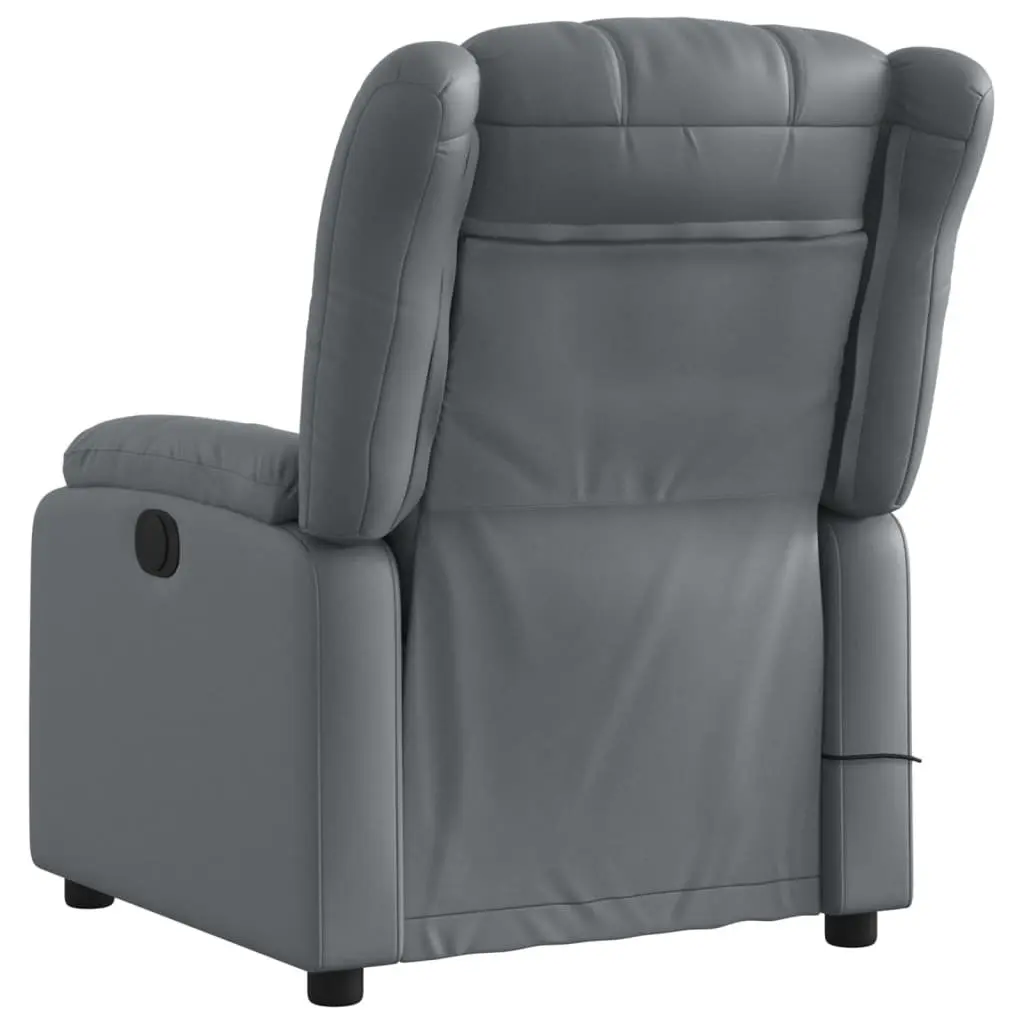 Massage Recliner Chair for Living Room Grey Faux Leather Manual Recline 135 Degrees