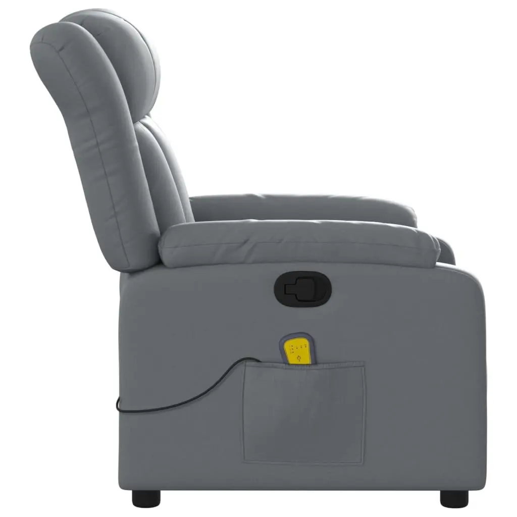 Massage Recliner Chair for Living Room Grey Faux Leather Manual Recline 135 Degrees