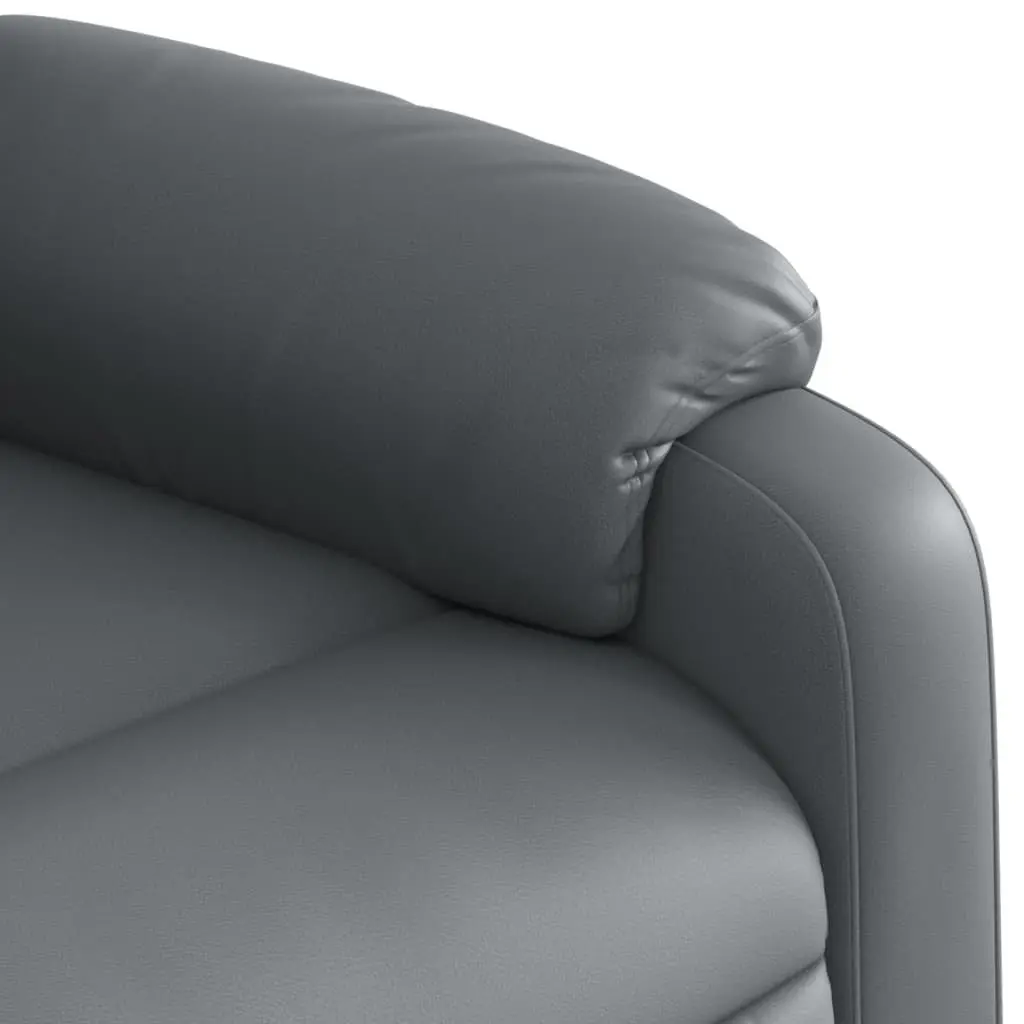 Massage Recliner Chair for Living Room Grey Faux Leather Manual Recline 135 Degrees
